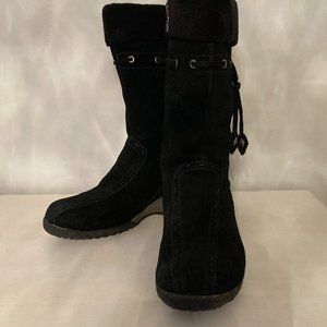 Womens KHOMBU Black Leather Winter Boots